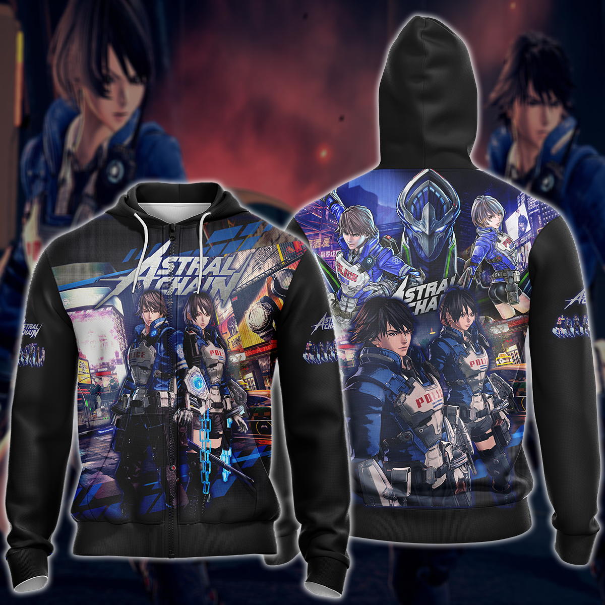 Astral Chain Video Game 3D All Over Printed T-shirt Tank Top Zip Hoodie Pullover Hoodie Hawaiian Shirt Beach Shorts Jogger Zip Hoodie S