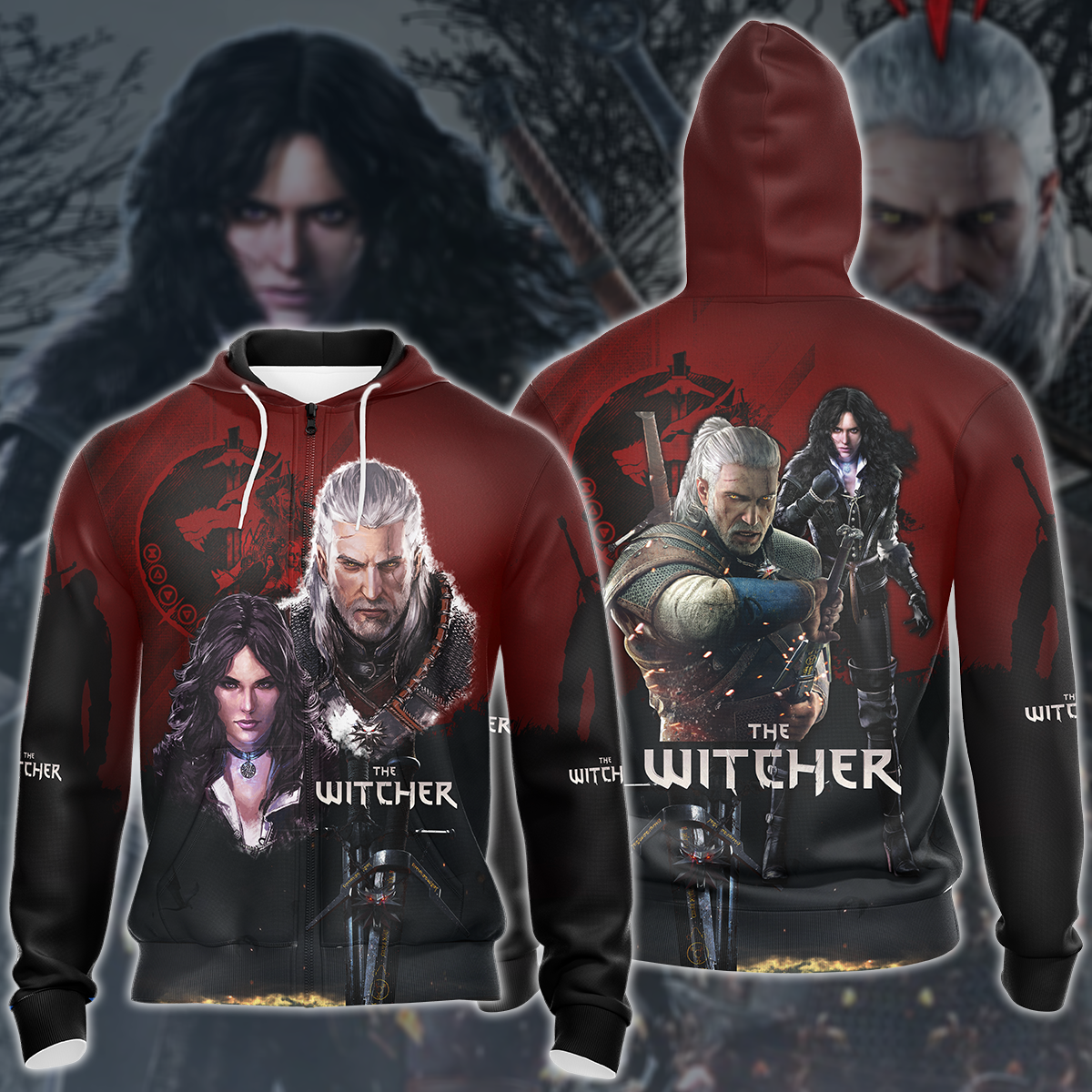 The Witcher Geralt & Yennefer Video Game 3D All Over Printed T-shirt Tank Top Zip Hoodie Pullover Hoodie Hawaiian Shirt Beach Shorts Jogger Zip Hoodie S