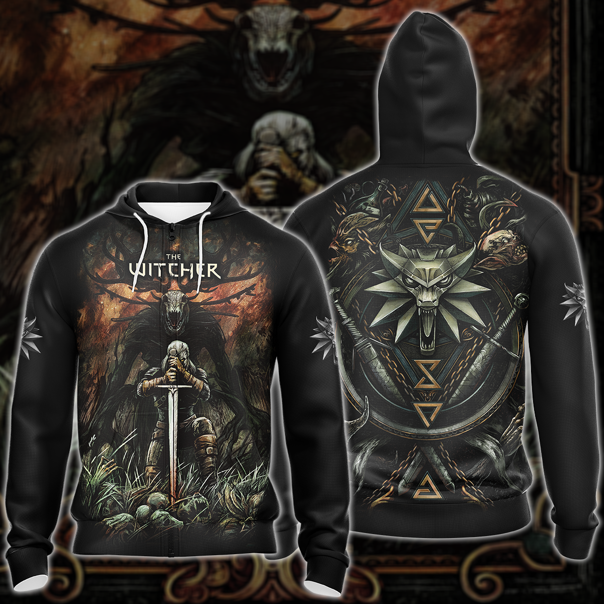 The Witcher Video Game 3D All Over Printed T-shirt Tank Top Zip Hoodie Pullover Hoodie Hawaiian Shirt Beach Shorts Jogger Zip Hoodie S