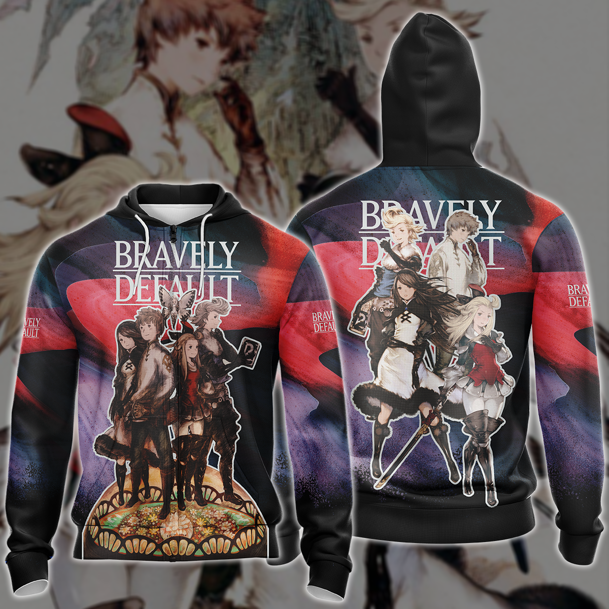 Bravely Default Video Game 3D All Over Printed T-shirt Tank Top Zip Hoodie Pullover Hoodie Hawaiian Shirt Beach Shorts Jogger Zip Hoodie S