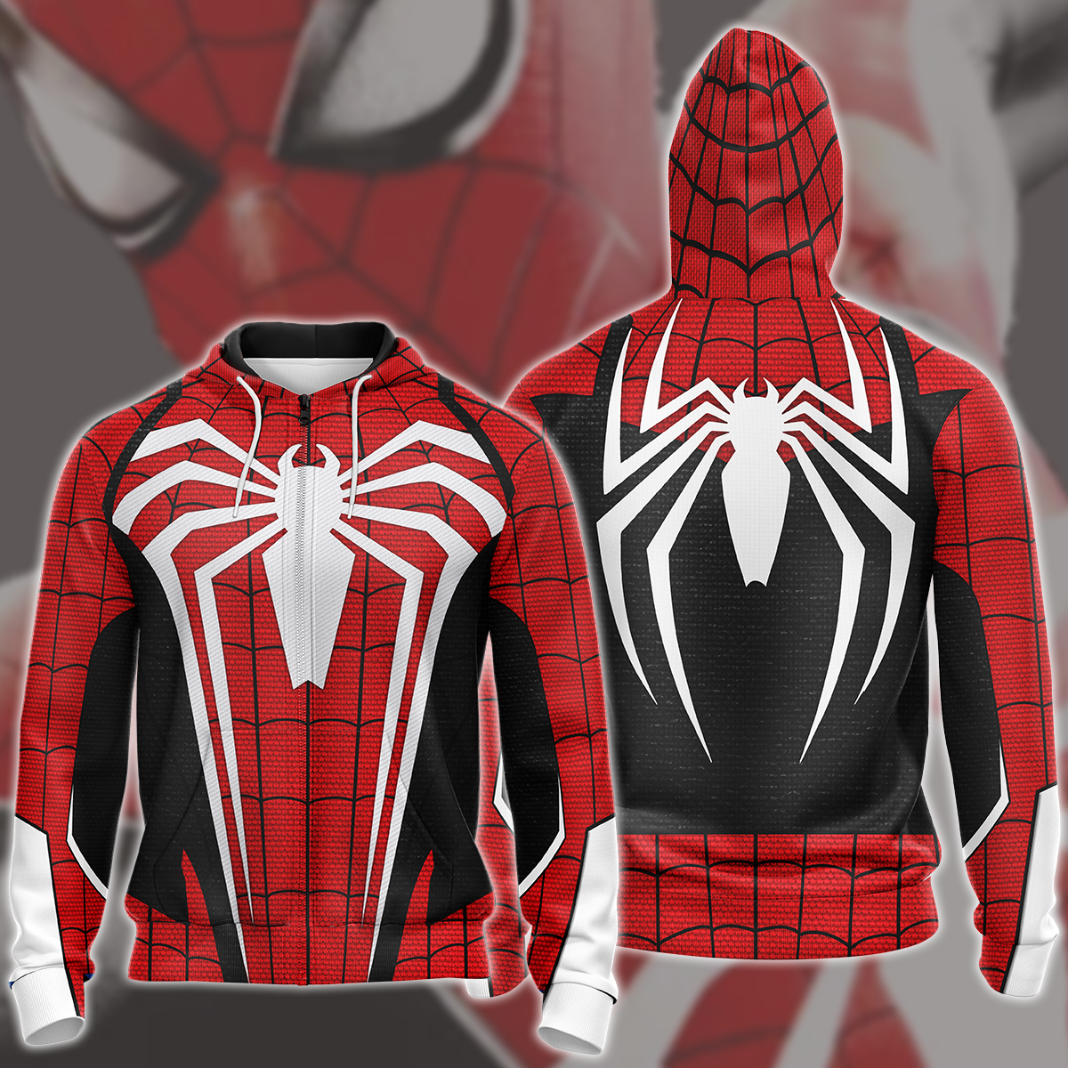 Spider-Man 2 Peter Parker Advanced Suit 2.0 Red & Black Cosplay Video Game All Over Printed T-shirt Tank Top Zip Hoodie Pullover Hoodie Hawaiian Shirt Beach Shorts Joggers Zip Hoodie S