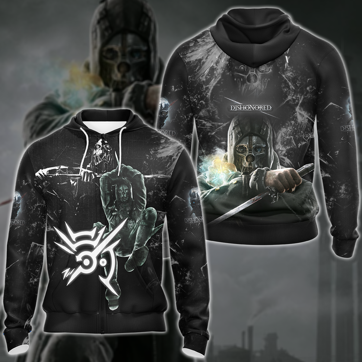 Dishonored Video Game 3D All Over Printed T-shirt Tank Top Zip Hoodie Pullover Hoodie Hawaiian Shirt Beach Shorts Jogger Zip Hoodie S