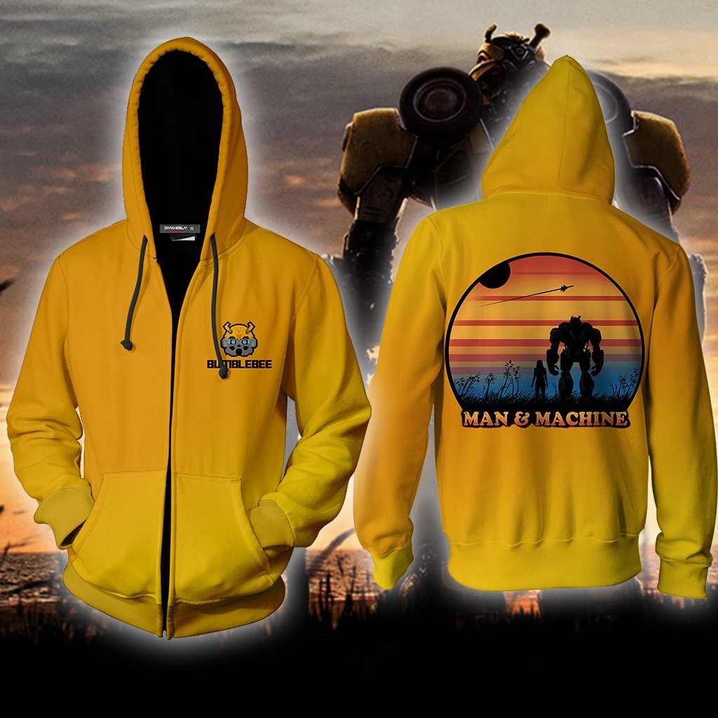 Bumblebee Man And Machine Zip Up Hoodie XS