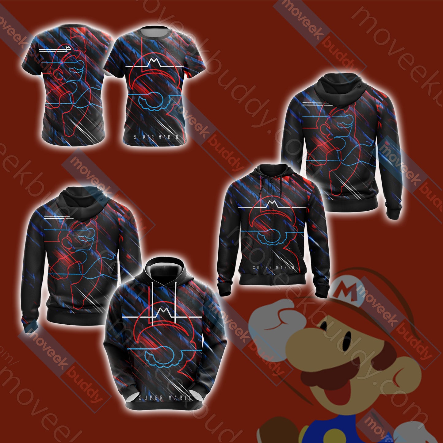 Super Mario Minimalist Unisex 3D T-shirt