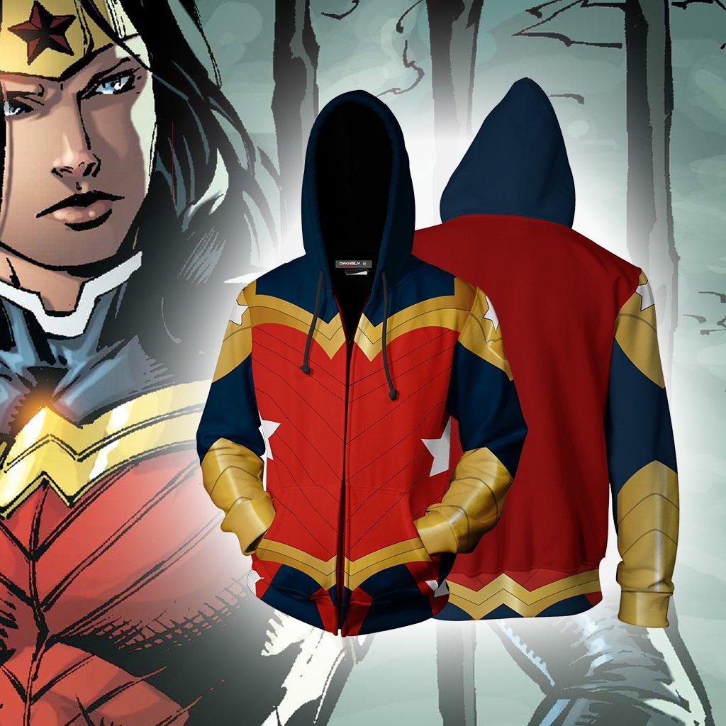 Wonder Woman Cosplay Zip Up Hoodie Jacket XS 1