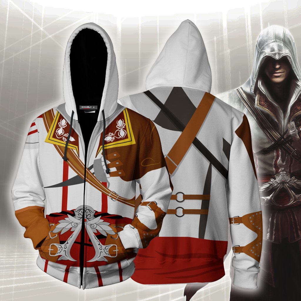 Assassin's Creed II Altair Ibn-La'Ahad Cosplay Zip Up Hoodie Jacket XS