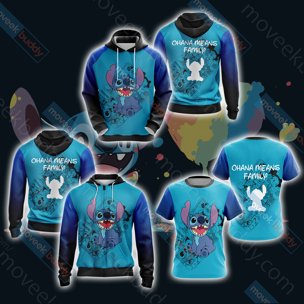 Stitch - Ohana Means Family Unisex 3D T-shirt