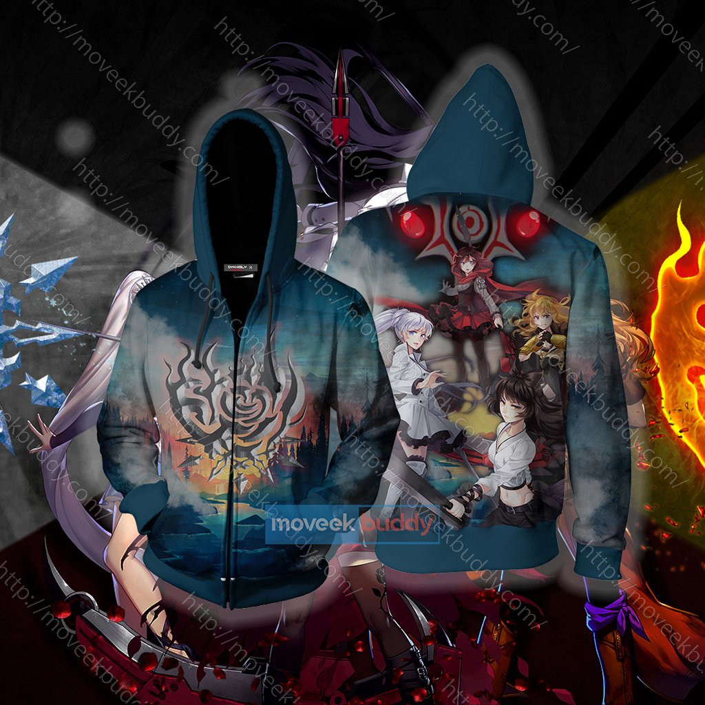 RWBY New Look 3D Hoodie Zip Hoodie XS