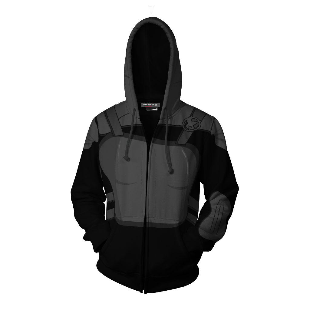 The Hunger Games: Mockingjay Katniss Everdeen (Black) Cosplay Zip Up Hoodie Jacket