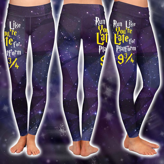 Run Like You're Late For Platform 9 3/4 Harry Potter 3D Leggings S