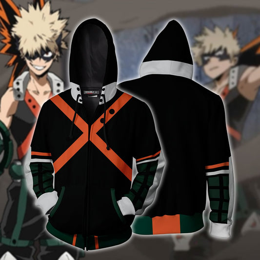 Boku No Hero Academia Katsuki Bakugou Cosplay Zip Up Hoodie Jacket XS