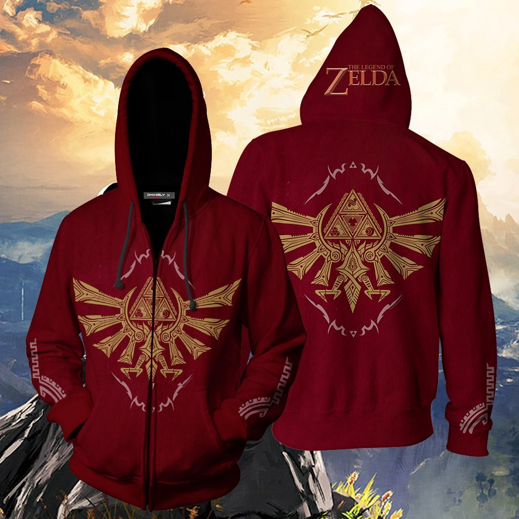 The Legend Of Zelda Wing Crest Zip Up Hoodie S Red