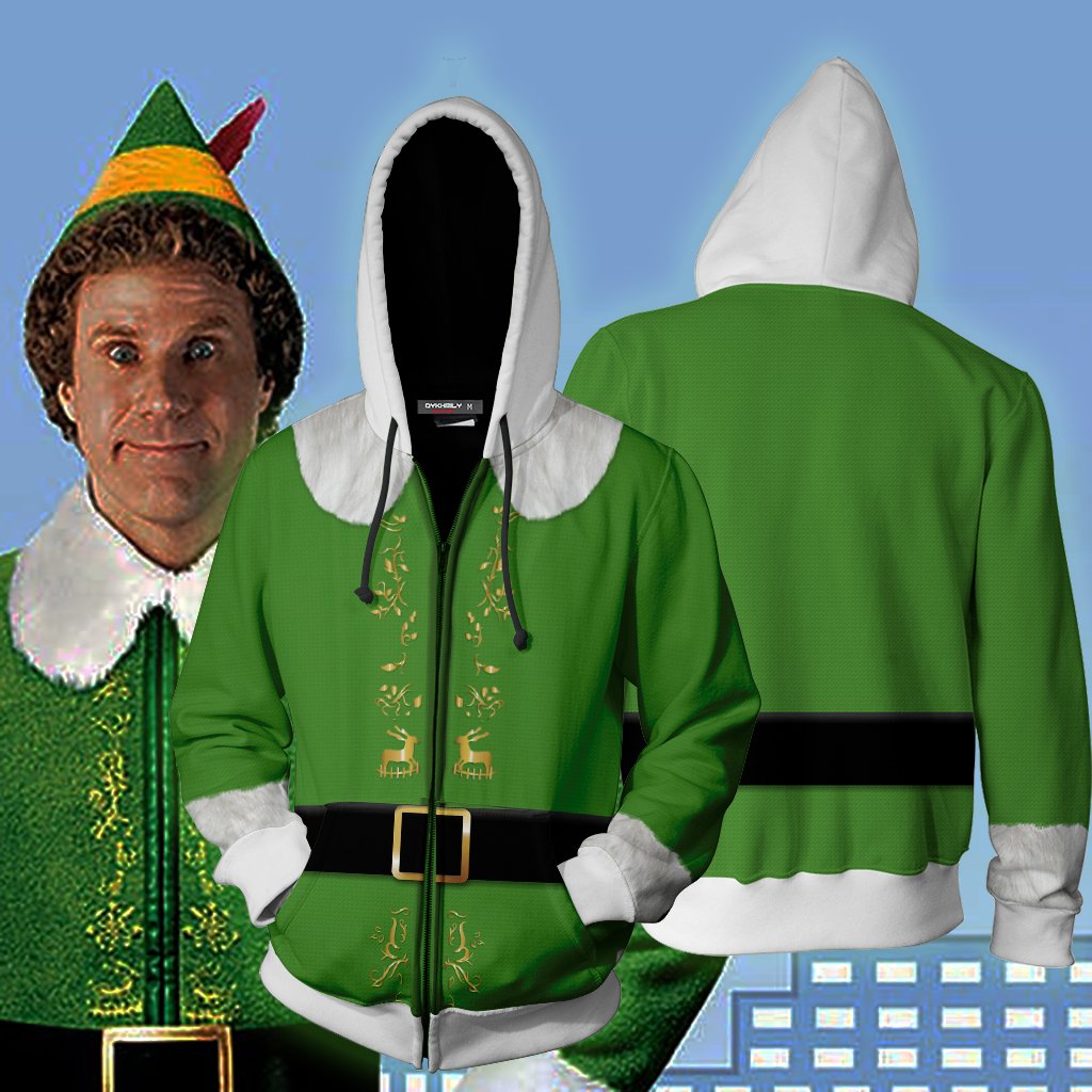 Elf 2003 Buddy Cosplay Zip Up Hoodie Jacket XS