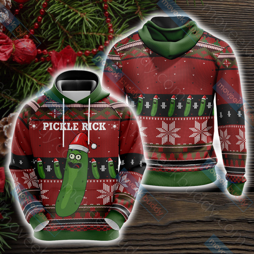Pickle Rick X-mas Unisex 3D T-shirt Hoodie S