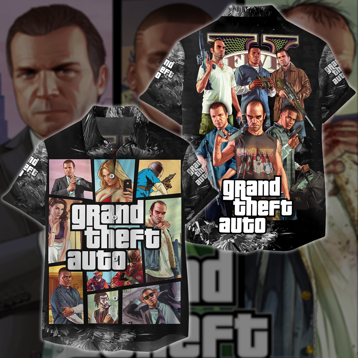 Grand Theft Auto 5 Video Game 3D All Over Printed T-shirt Tank Top Zip Hoodie Pullover Hoodie Hawaiian Shirt Beach Shorts Joggers Hawaiian Shirt S