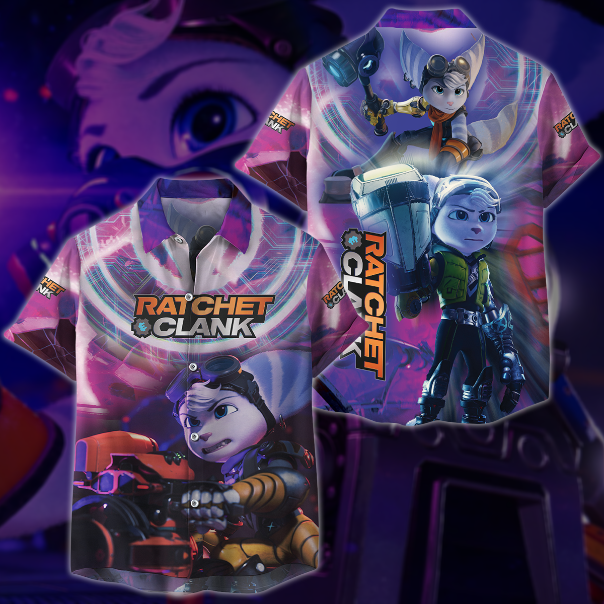 Ratchet & Clank Video Game All Over Printed T-shirt Tank Top Zip Hoodie Pullover Hoodie Hawaiian Shirt Beach Shorts Joggers Hawaiian Shirt S
