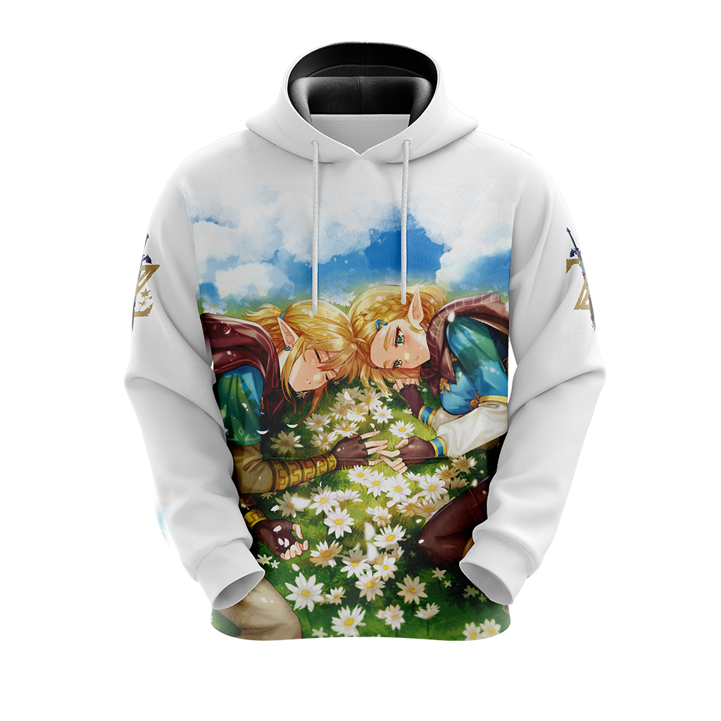 Link and Zelda The Legend of Zelda All Over Print T-shirt Tank Top Zip Hoodie Pullover Hoodie