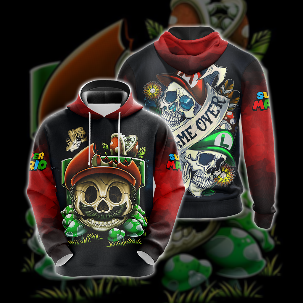 Mario Skull Unisex 3D T-shirt Hoodie S