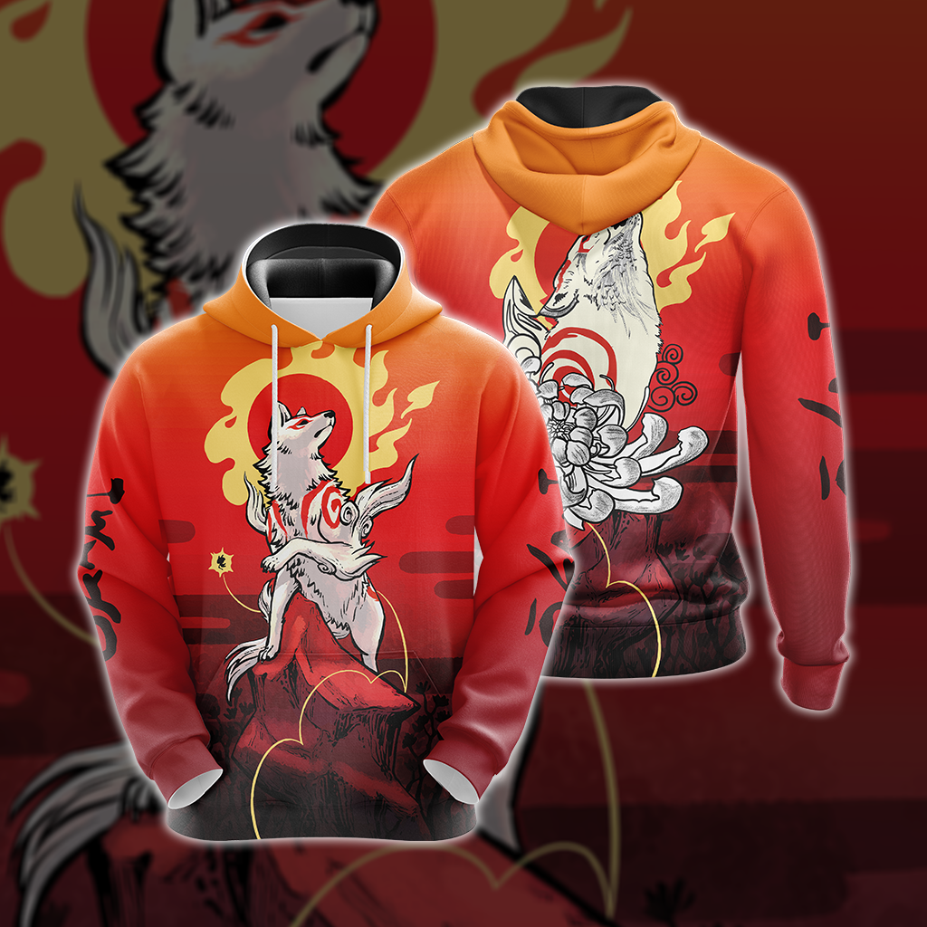 Okami Fox Fire Unisex 3D T-shirt Hoodie S