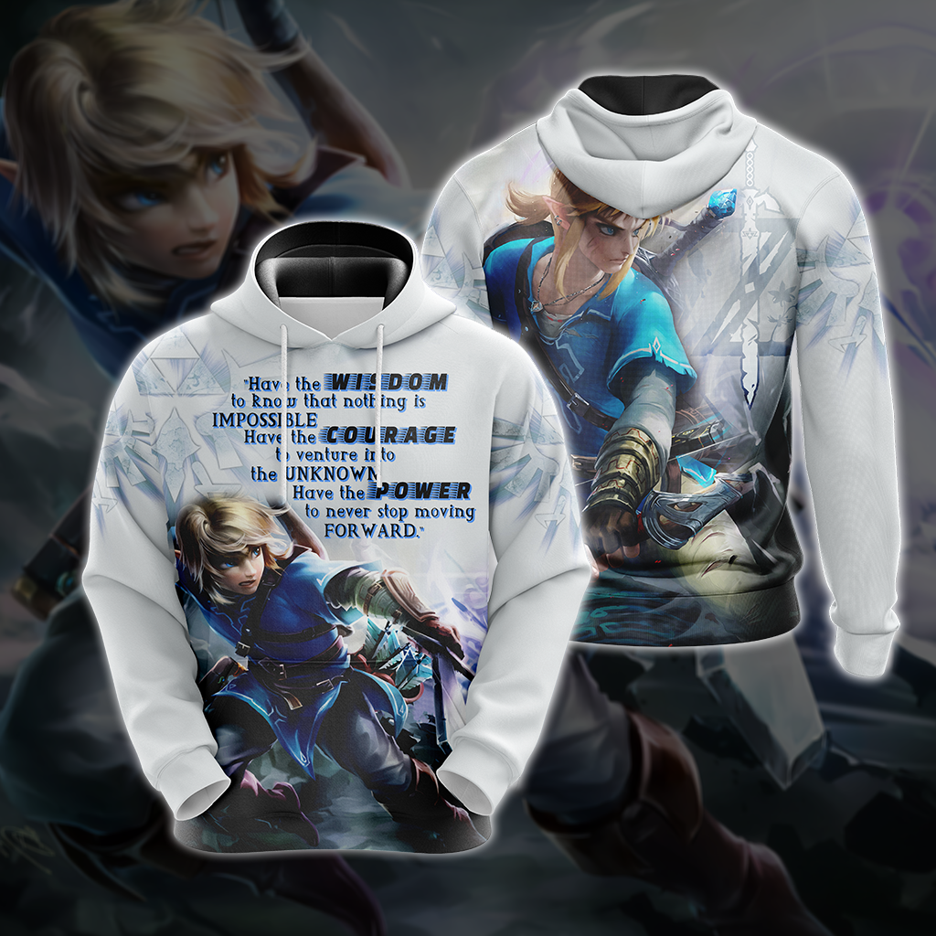 The Legend Of Zelda Link WISDOM COURAGE POWER T-shirt Zip Hoodie Pullover Hoodie Hoodie S