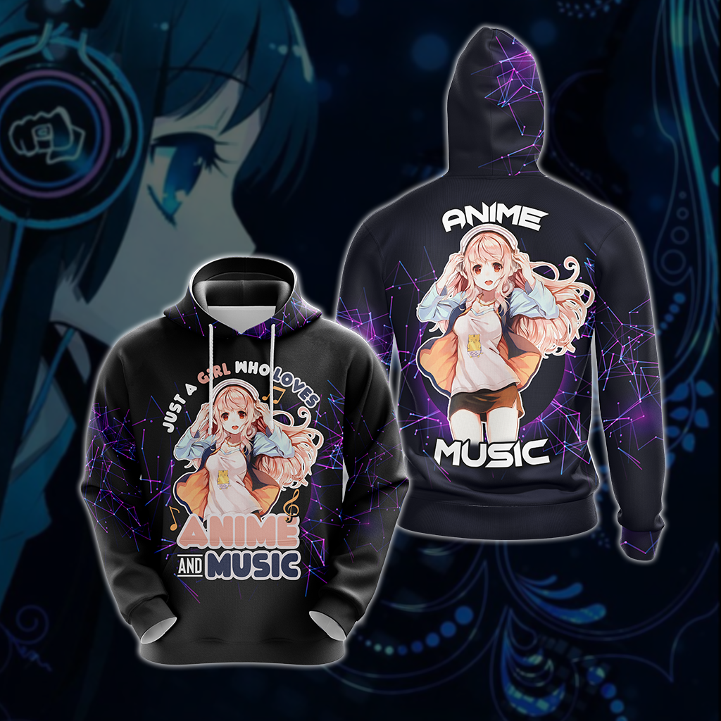 Just a girl who loves anime and music T-shirt Zip Hoodie Pullover Hoodie Hoodie S