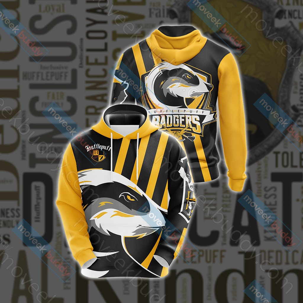 Hufflepuff Badgers Quidditch Team Harry Potter New Style Unisex 3D T-shirt Hoodie S