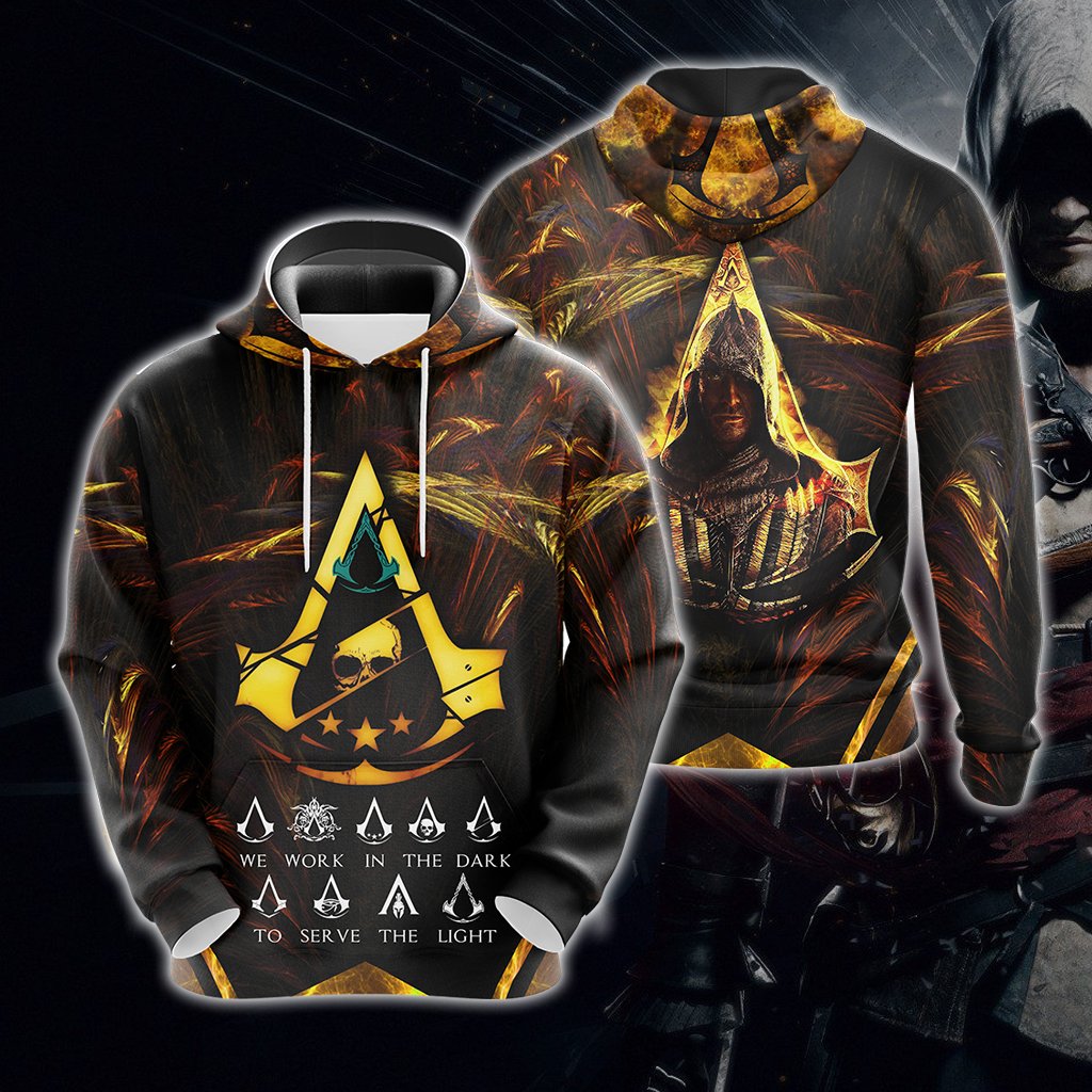 Assassin's Creed We Work In The Dark To Serve The Light Unisex 3D T-shirt Zip Hoodie Pullover Hoodie Hoodie S