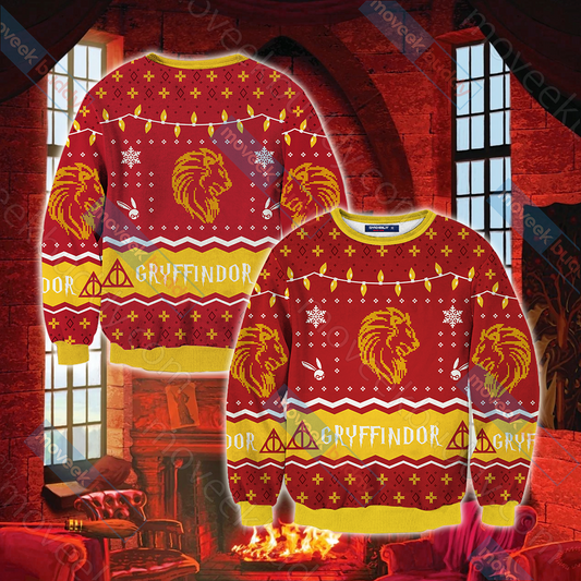 Harry Potter - Gryffindor House Christmas Style Unisex 3D Sweater S