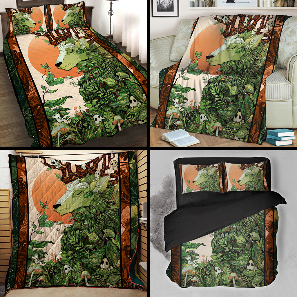 Deer And Kodama Ghibli Studio 3D Throw Blanket