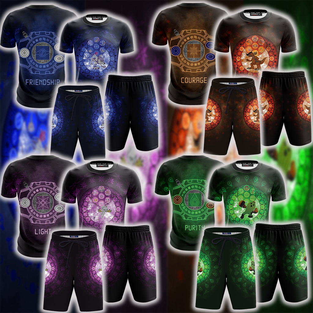 Digimon New The Crest Of Friendship New 3D Beach Shorts