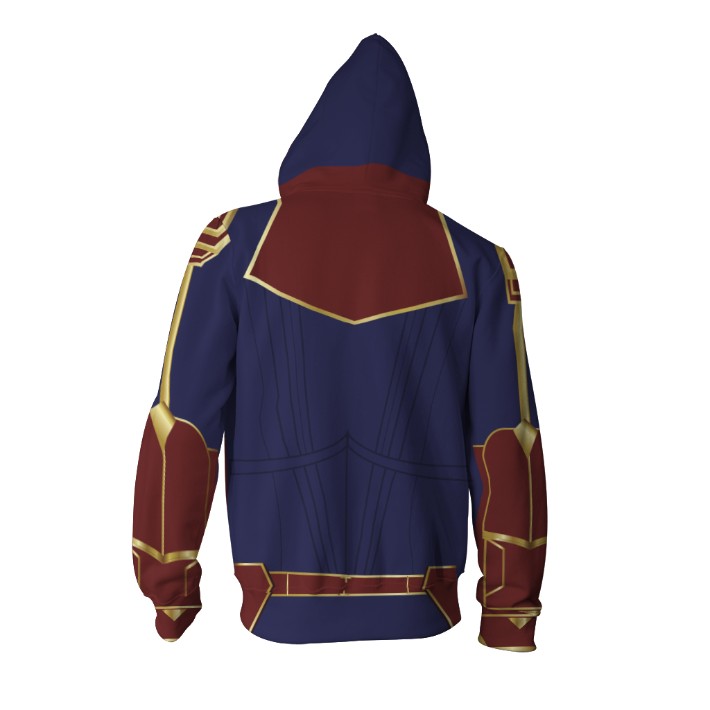 Captain Marvel Cosplay New Look Zip Up Hoodie Jacket