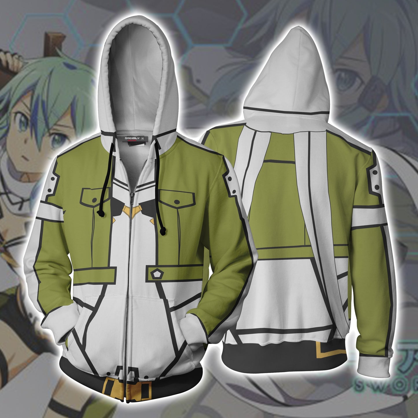 Sinon Sword Art Online Cosplay Zip Up Hoodie Jacket XS