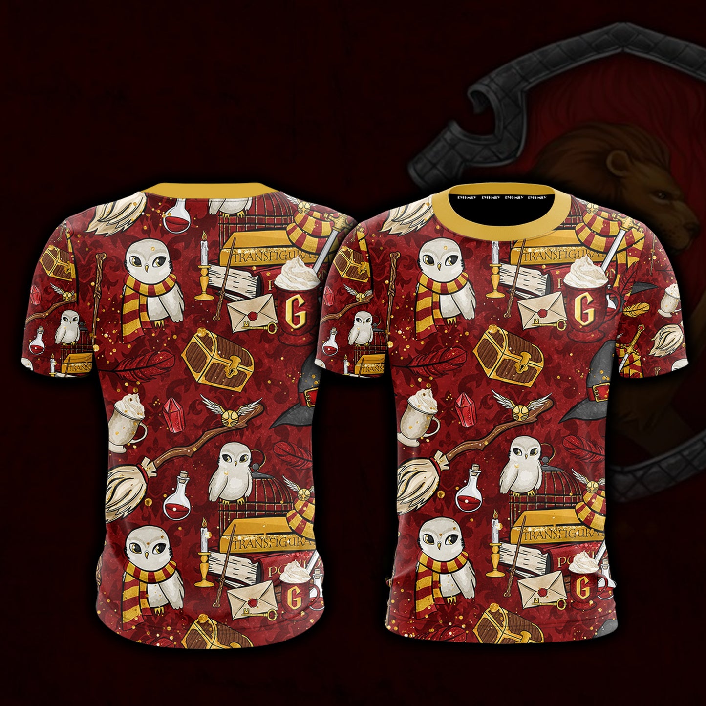 Hogwarts Gryffindor House Pattern Harry Potter Unisex 3D T-shirt S