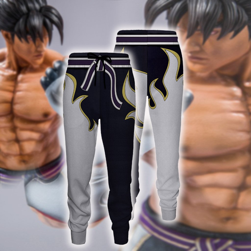 Tekken Jin Kazama White Flame Cosplay Jogging Pants S