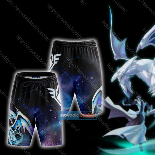 Yu Gi Oh! Blue-Eyes White Dragon Cosplay Beach Shorts S