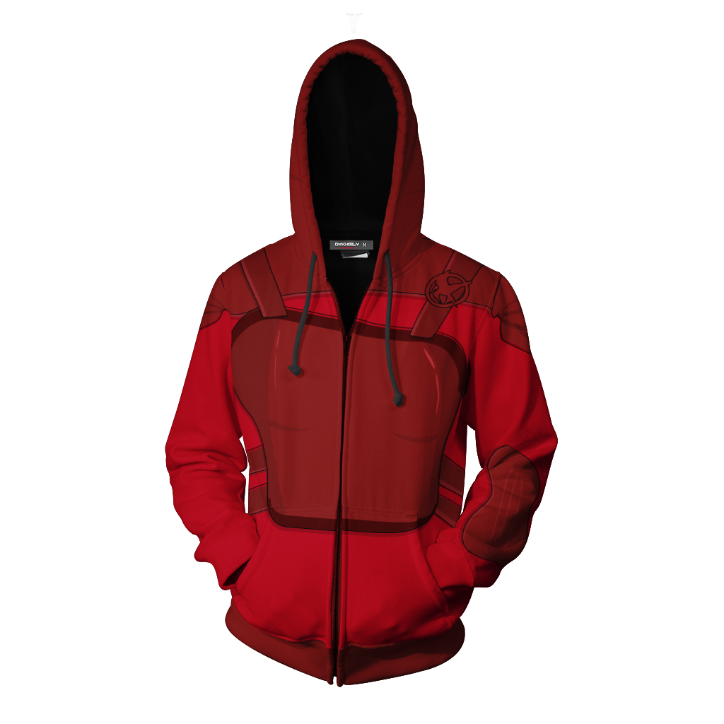 The Hunger Games: Mockingjay Katniss Everdeen (Red) Cosplay Zip Up Hoodie Jacket