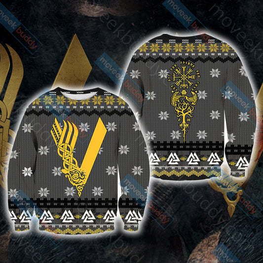 Vikings Knitting Style Unisex 3D Sweater S
