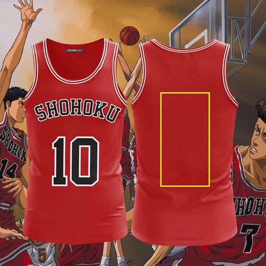Slam Dunk Team Shohoku (Customized Name+Number) Cosplay 3D Tank Top S
