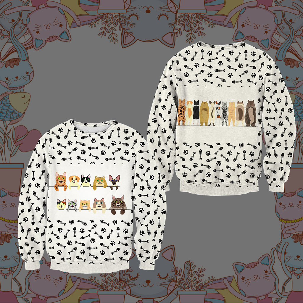 Cats And Their Backs Unisex 3D Sweater S