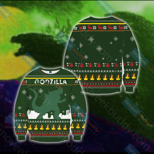 Godzilla King Of The Monsters Knitting Style Unisex 3D Sweater S