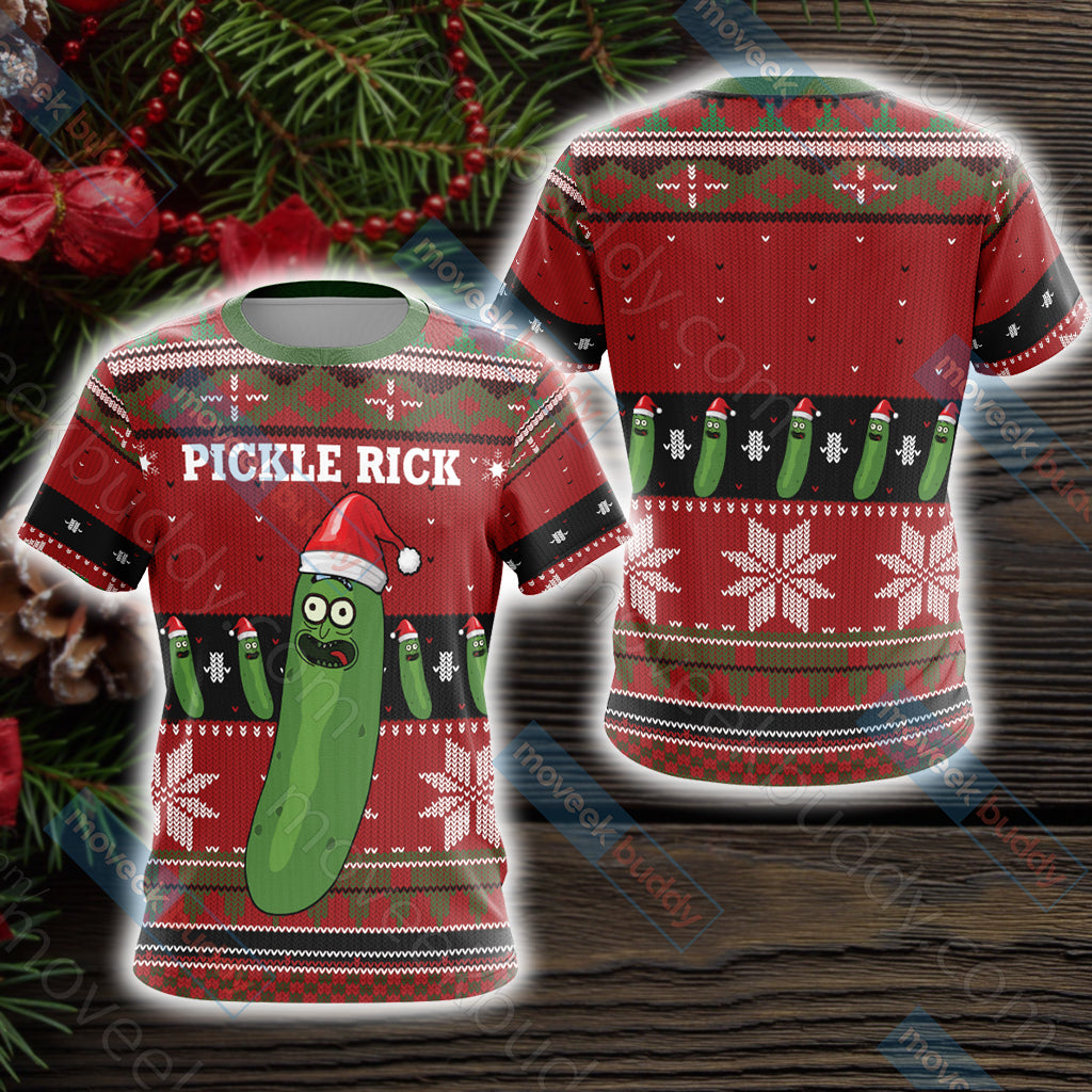 Pickle Rick X-mas Unisex 3D T-shirt