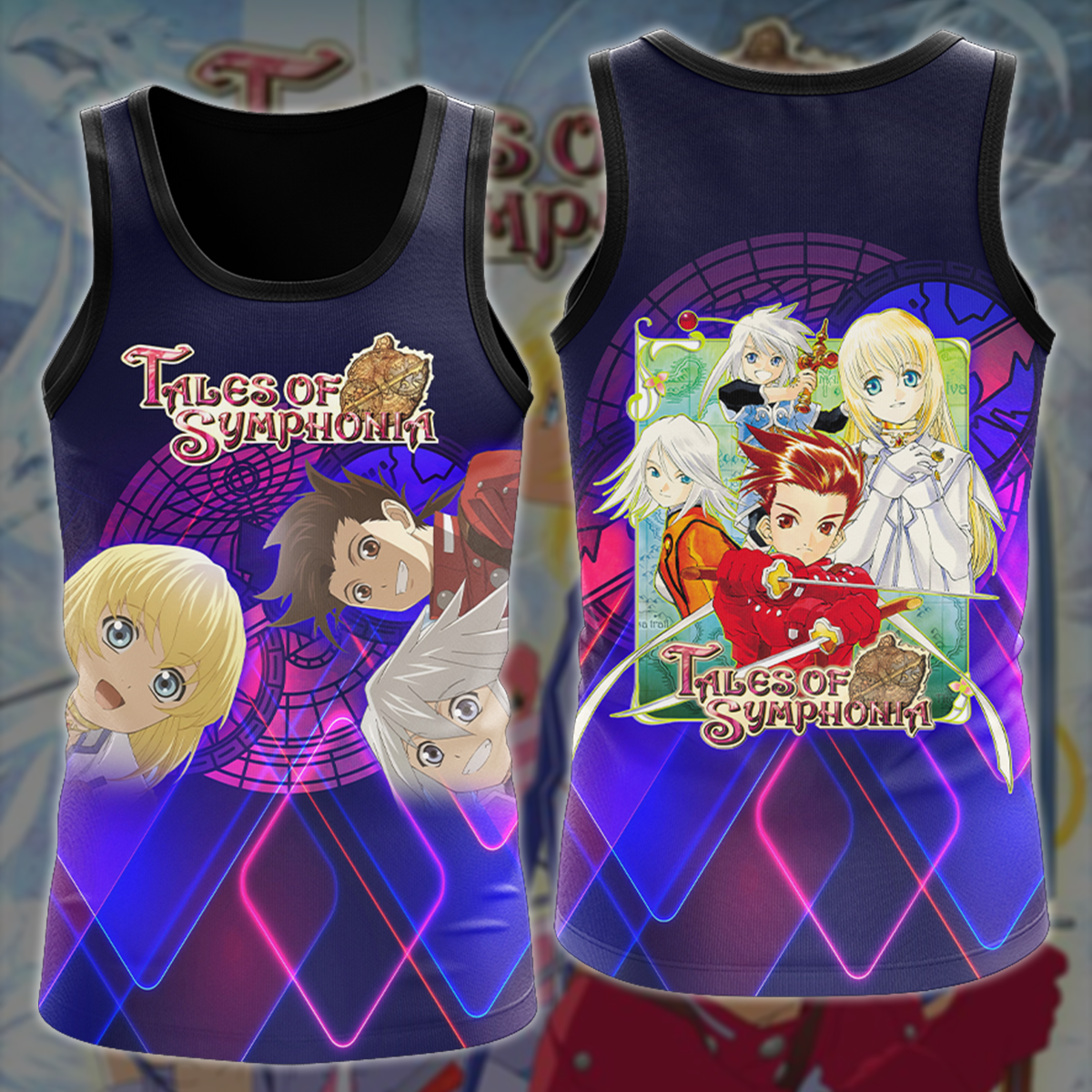 Tales of Symphonia Video Game All-Over T-shirt Hoodie Tank Top Hawaiian Shirt Beach Shorts Joggers Tank Top S