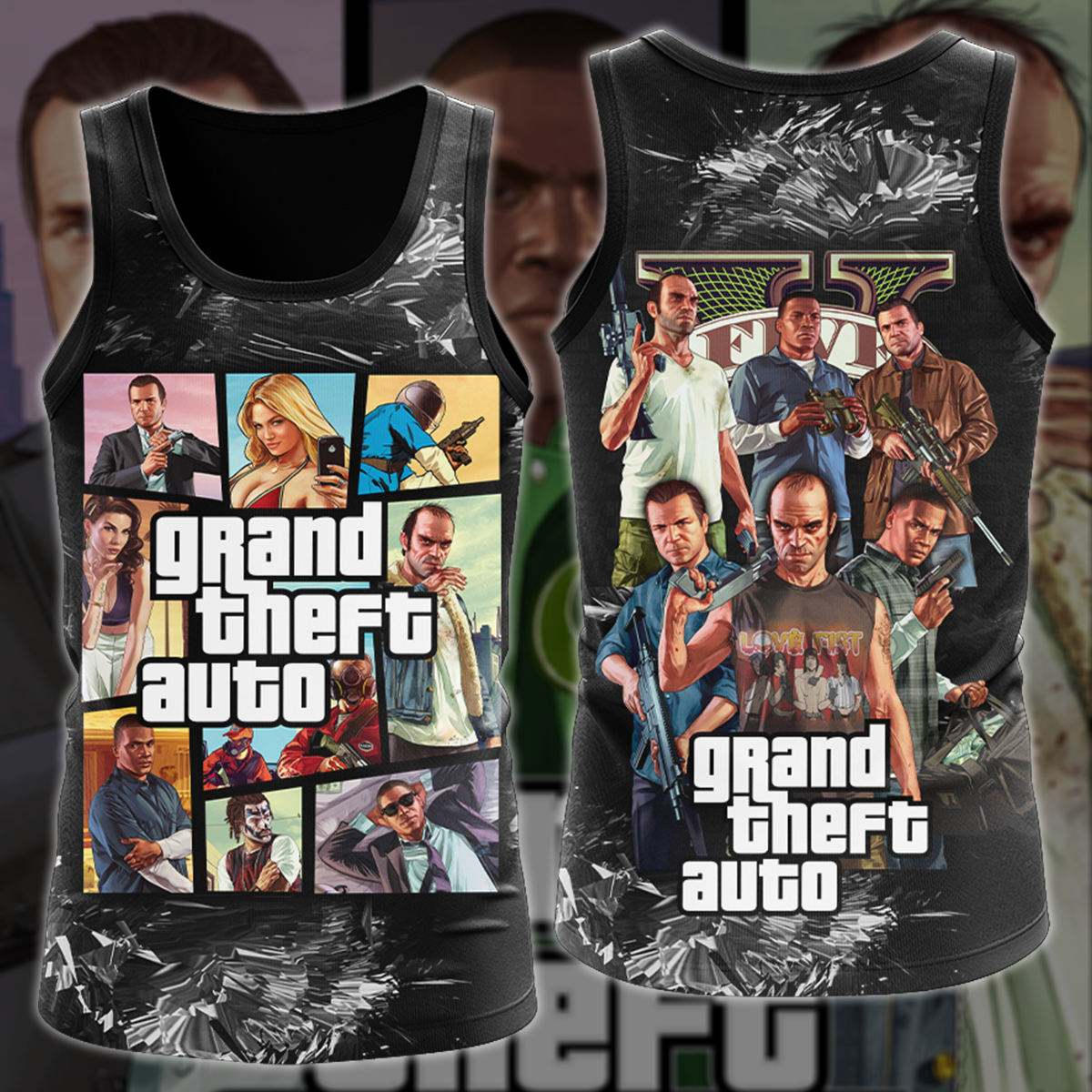Grand Theft Auto 5 Video Game 3D All Over Printed T-shirt Tank Top Zip Hoodie Pullover Hoodie Hawaiian Shirt Beach Shorts Joggers Tank Top S