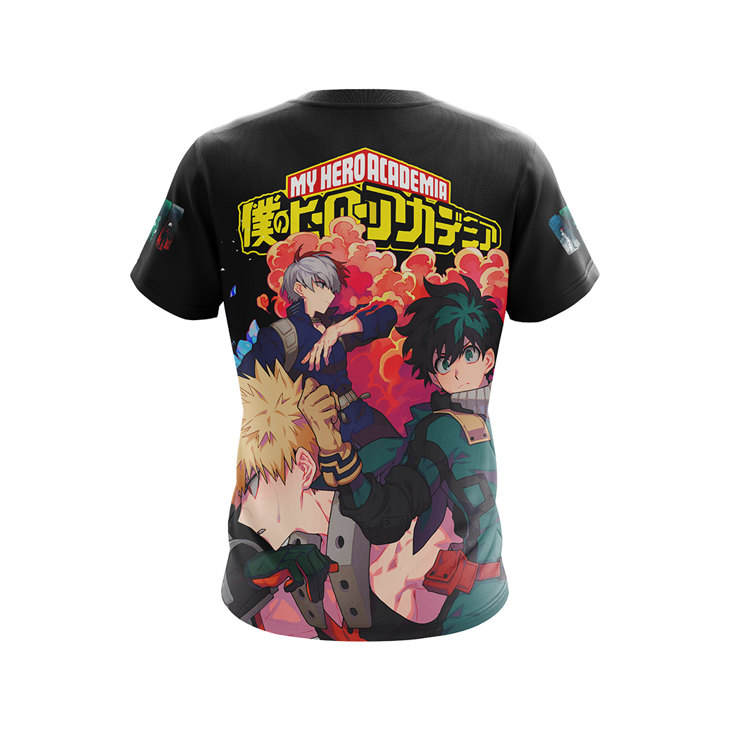 Boku No Hero Acamedia - Midoriya Izuku + Bakugo Katsuki +Todoroki Shouto Unisex 3D T-shirt