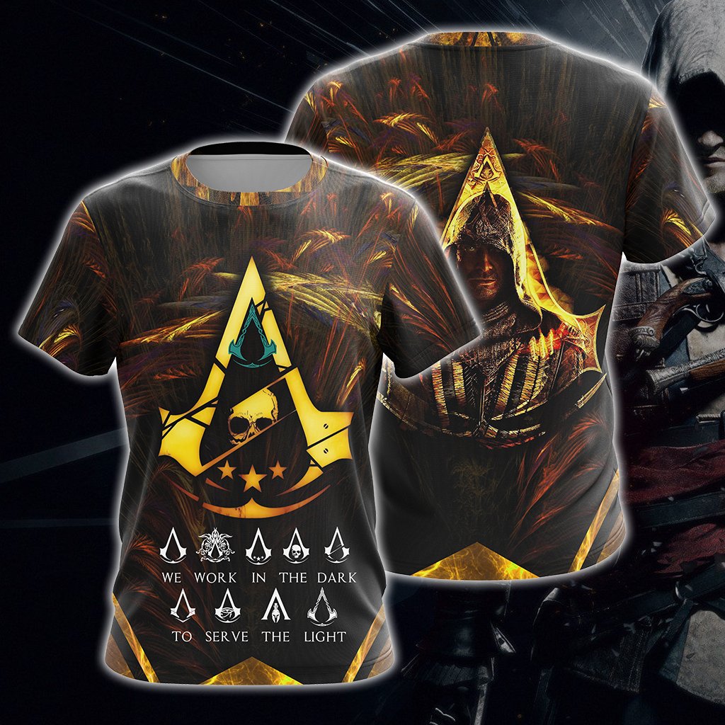 Assassin's Creed We Work In The Dark To Serve The Light Unisex 3D T-shirt Zip Hoodie Pullover Hoodie T-shirt S