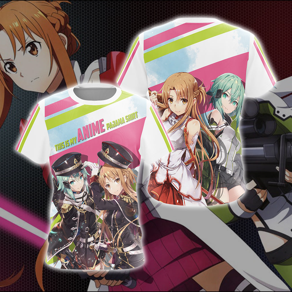 This is my anime pajama shirt Asuna Sinon T-shirt Zip Hoodie Pullover Hoodie T-shirt S