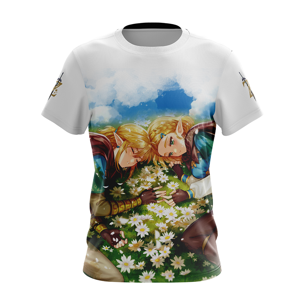 Link and Zelda The Legend of Zelda All Over Print T-shirt Tank Top Zip Hoodie Pullover Hoodie