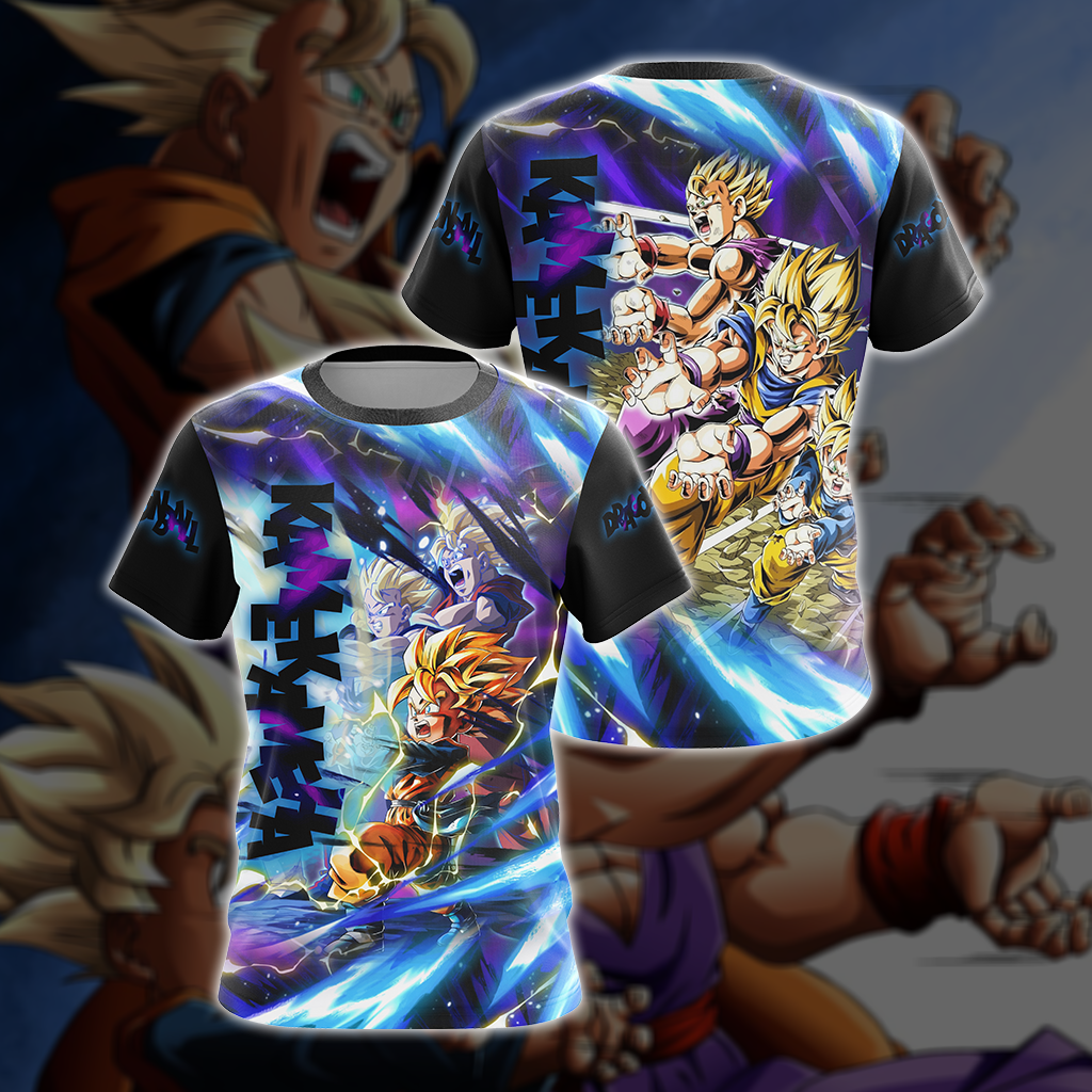 Dragon Ball Kamekameha Son Family - Son Goku Goten Gohan Unisex 3D T-shirt Zip Hoodie T-shirt S