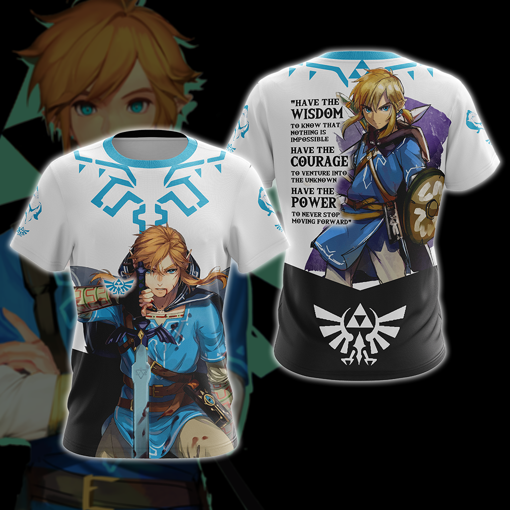 The Legend Of Zelda Link WISDOM COURAGE POWER Unisex 3D T-shirt Zip Hoodie Pullover Hoodie T-shirt S