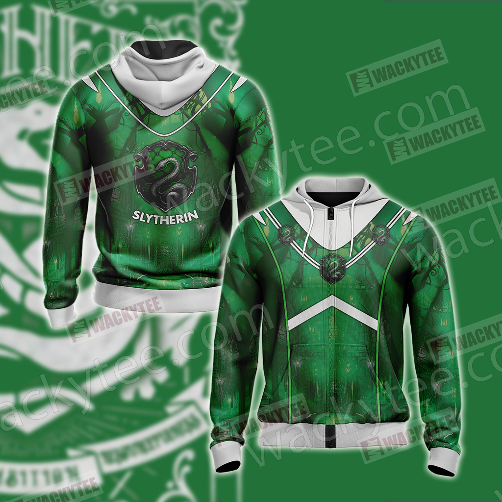 Hogwarts Harry Potter - Slytherin House New Version Unisex 3D T-shirt Zip Hoodie S